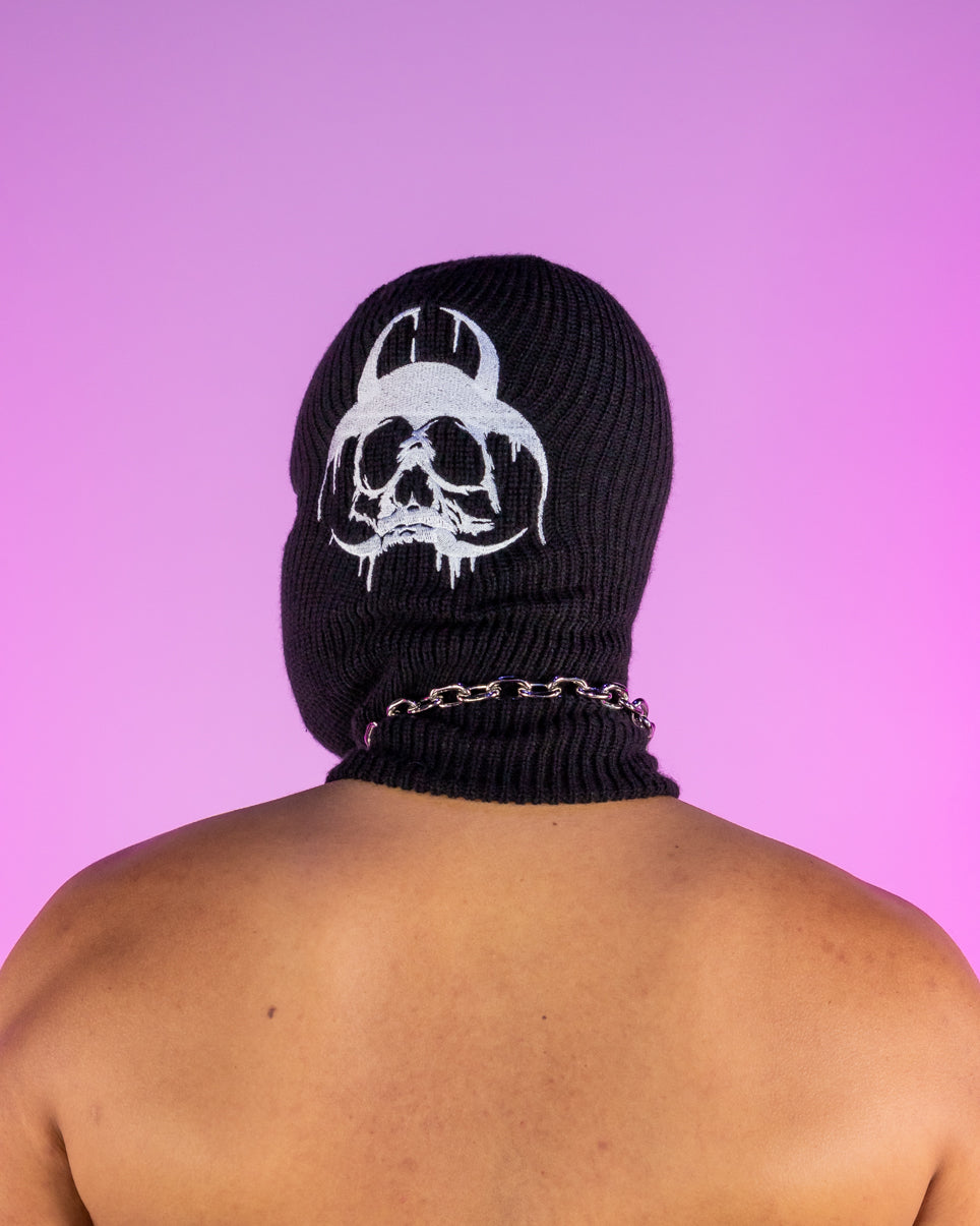 Skull Biohazard Black Ski Mask