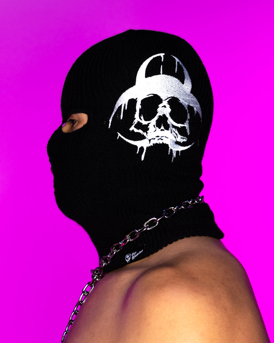 Skull Biohazard Black Ski Mask
