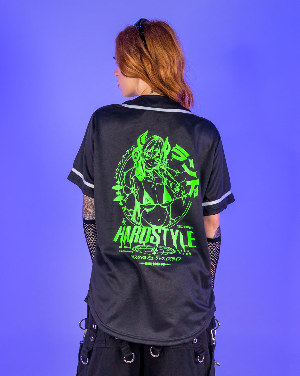 Hardstyle Baddie Anime UV Neon Green Baseball Jersey