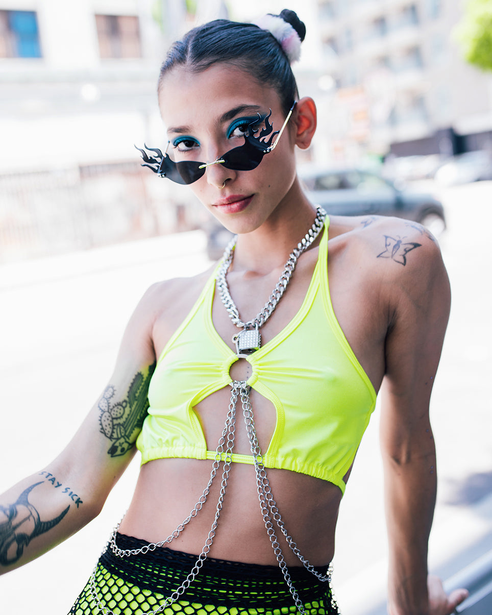 Chain Wrecked Keyhole Top
