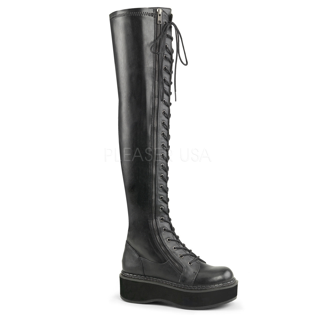 Demonia Emily Black Women's Thigh-High Boots