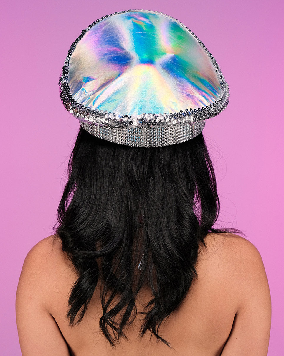 Pearl & Chain Silver Captain Hat