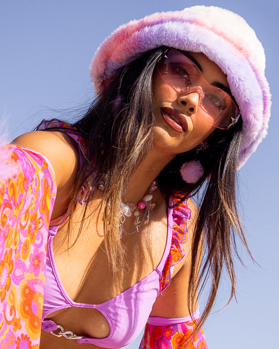 Tie Dye Plush Furry Bucket Hat
