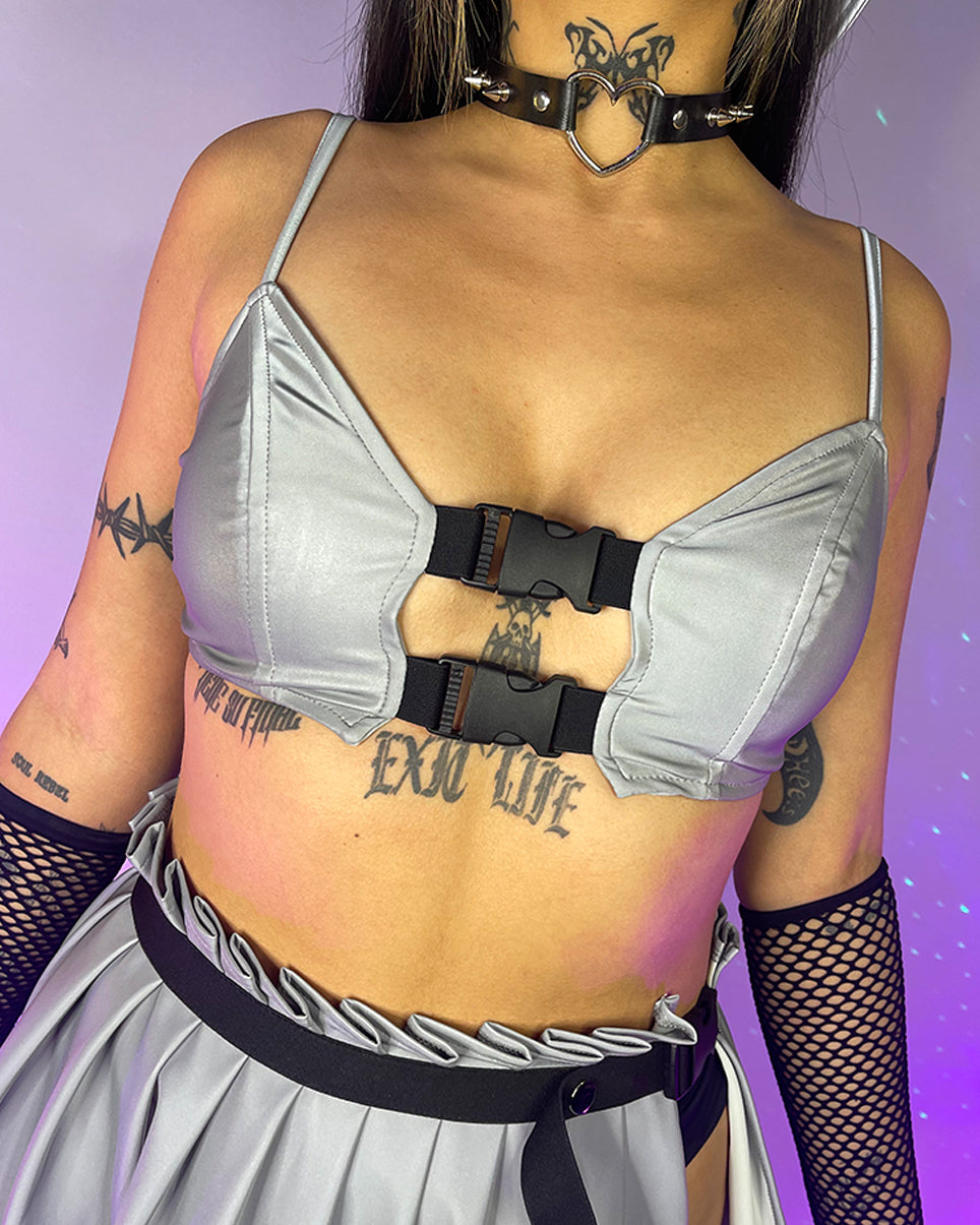 Flashback To Never Buckled Reflective Crop Top