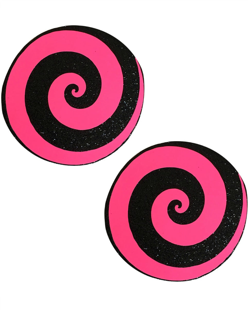 Pink Care Bear Stare Blacklight Reactive Spiral Nipple Pasties
